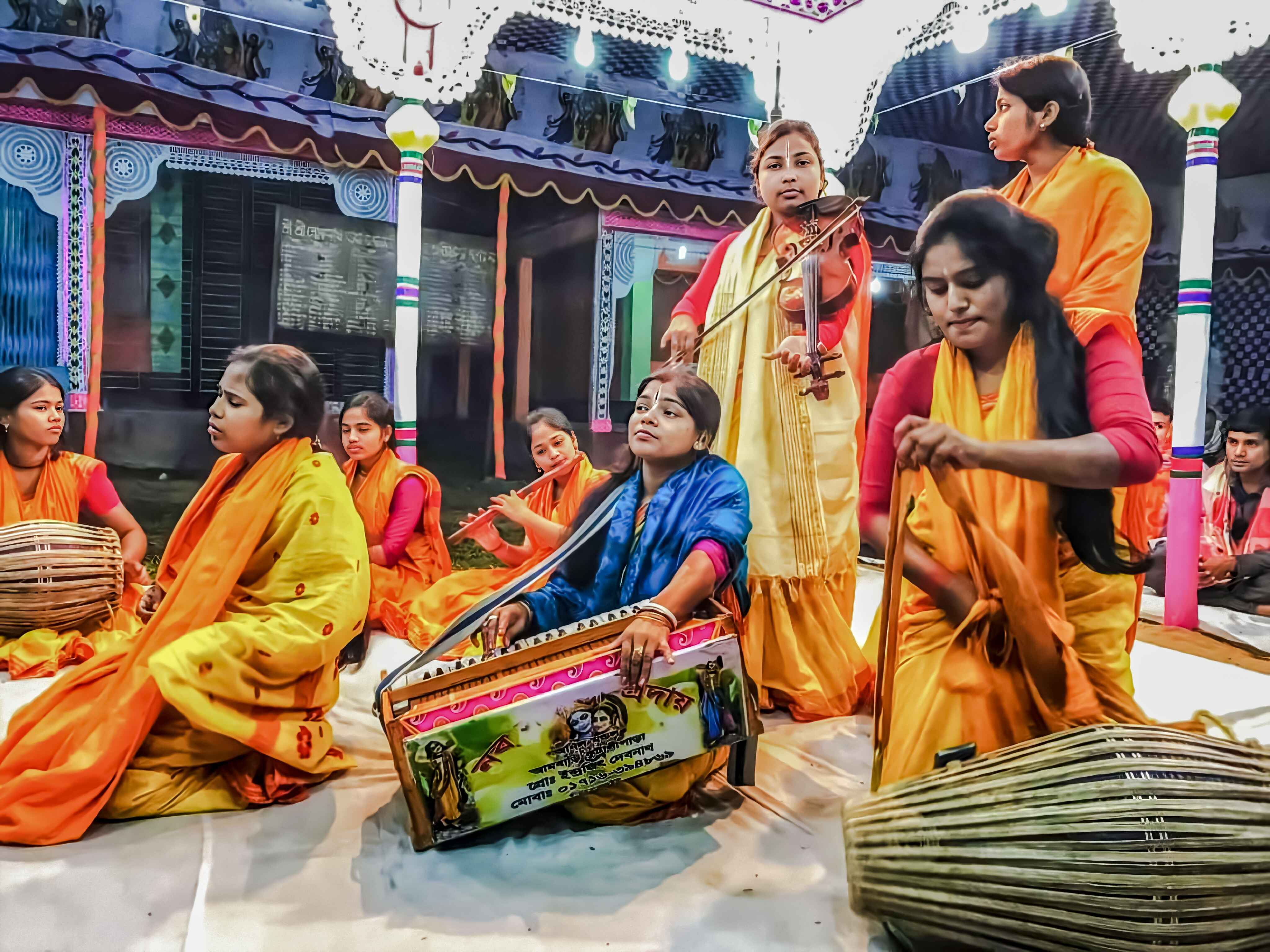 Spiritual chanting of Krishna naam in pooja photoshoot